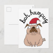 Funny Bah Humpug Santa Pug Christmas Postcard Feestdagenkaart (Voorkant / Achterkant)