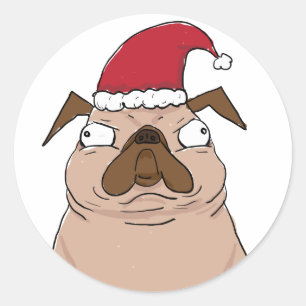 Funny Bah Humpug Santa Pug Kerst stickers