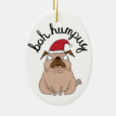 Funny Bah Humpug Santa Pug kerstversiering Keramisch Ornament (Achterkant)