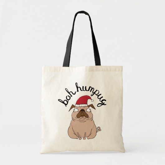 Funny Bah Humpug Santa Pug Tas voor kerstmis (Voorkant)