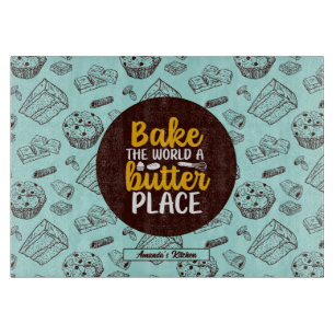 Funny Bake Butter Pun Cake Muffin Bakery Patroon Snijplank