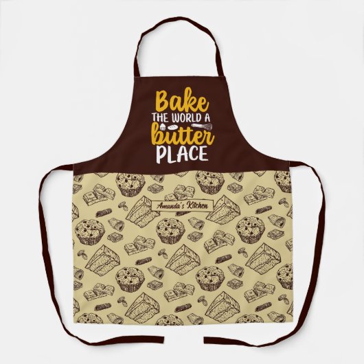 Funny Bake the World  Cake Muffin Pattern Schort (Voorkant)