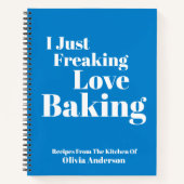 Funny Baker Baking Quote Blue Personalized Recipe Notitieboek (Voorkant)