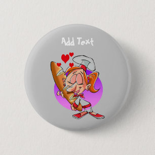 Funny baker cartoon brood maker gepersonaliseerd ronde button 5,7 cm