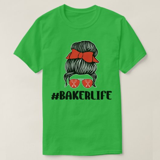 Funny Baker Life Baking Lover Sunbril Bow Whisk T-shirt (Design voorkant)