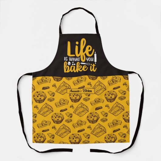 Funny Baker Life Quote  Cake Muffin Pattern Schort (Voorkant)