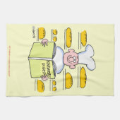 Funny Baker Loaves of French Bread Cartoon Art Theedoek (Horizontaal)