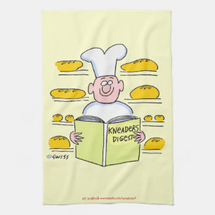 Funny Baker Loaves of French Bread Cartoon Art Theedoek