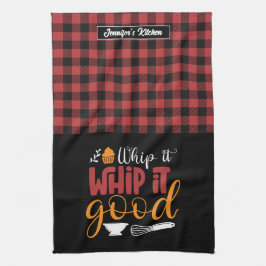 Funny Baker Pun zwaait goed rood geplakt patroon Theedoek