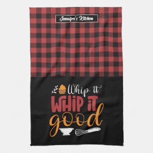 Funny Baker Pun zwaait goed rood geplakt patroon Theedoek