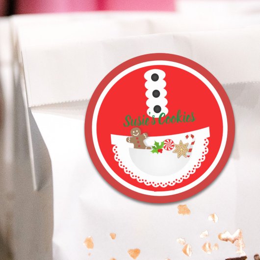 Funny Baker Schort Kerstkoekje Uitwisseling Party Ronde Sticker