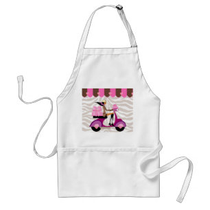 Funny Bakery Boxes Scooter Girl Zebra Apron Standaard Schort