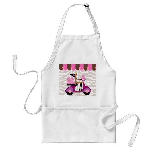 Funny Bakery Boxes Scooter Girl Zebra Apron Standaard Schort (Voorkant)
