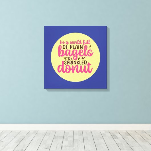 Funny Bakery is een geprinte Donut Kitchen-kunst Canvas Afdruk (Insitu (Houten vloer))