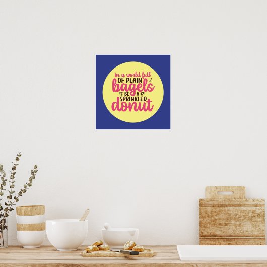 Funny Bakery is een geprinte Donut Kitchen-kunst Poster (Keuken)