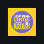 Funny Baking Baker Kitchen Typografie Retro Art Canvas Afdruk<br><div class="desc">Kleurrijke typografische kunst met retro- en levendige kleuren. Grappig bont en citaat over eten, koken, bakken en dineren. Perfecte decoratie voor uw keuken, diner, café, bakkerij of restaurant. De achtergrondkleur (de cirkel en het vierkant) is klantgericht via het Hulpmiddel van het Ontwerp.</div>