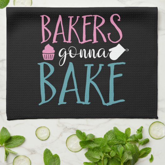 Funny Baking Bakers Gonna Bake Black White Pset Theedoek (Gevouwen)