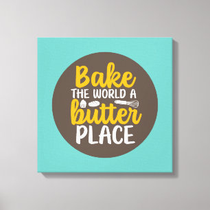 Funny Baking Bakery Typografie Retro Wall Art Canvas Afdruk