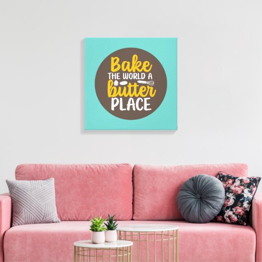 Funny Baking Bakery Typografie Retro Wall Art Canvas Afdruk (Insitu (Woonkamer))
