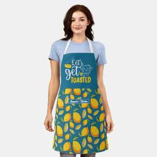 Funny Baking Bread Let's Get Toasted Lemon Pattern Schort