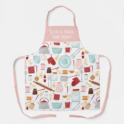 Funny Baking Gezegde Modern Kitchen Pink Schort (Voorkant)