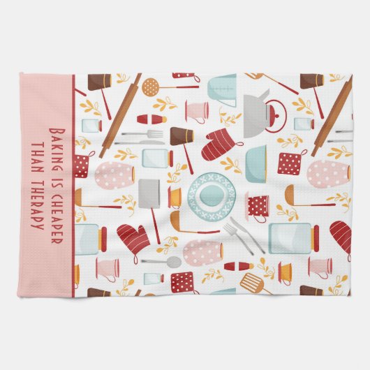 Funny Baking Gezegde Modern Kitchen Pink Theedoek (Horizontaal)