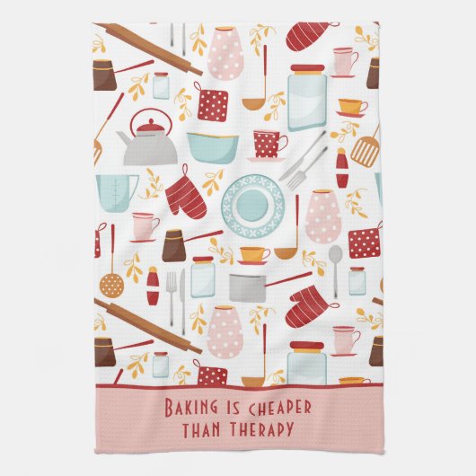 Funny Baking Gezegde Modern Kitchen Pink Theedoek (Verticaal)