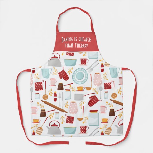 Funny Baking Gezegde Modern Kitchen Red Schort (Voorkant)