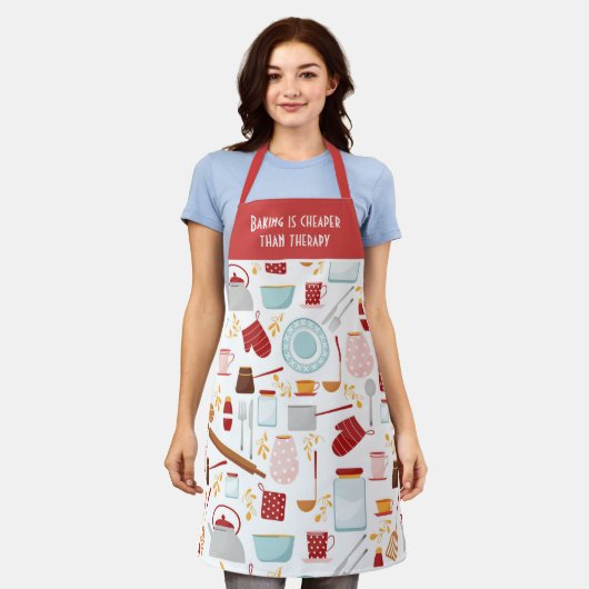 Funny Baking Gezegde Modern Kitchen Red Schort (Gedragen)