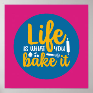 Funny Baking Kitchen Typografie Retro Baker Art Poster