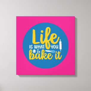 Funny Baking Kitchen Typografie Retro Wall Art Canvas Afdruk