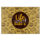 Funny Baking Life Quote Cake Muffin Bakery Patroon Snijplank (Voorkant)