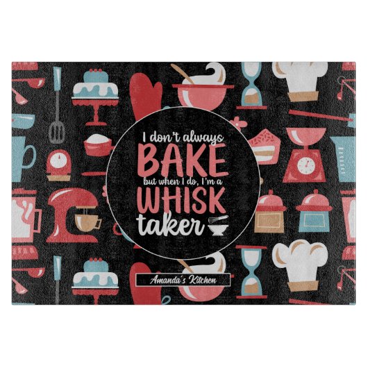 Funny Baking Meme Whisk Taker Retro Bakery Patroon Snijplank (Voorkant)