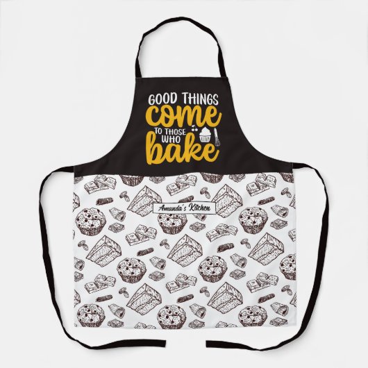 Funny Baking Pun Cake en Muffin Pattern Schort (Voorkant)