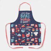 Funny Baking Pun met goede retro Baker Patroon Schort (Voorkant)