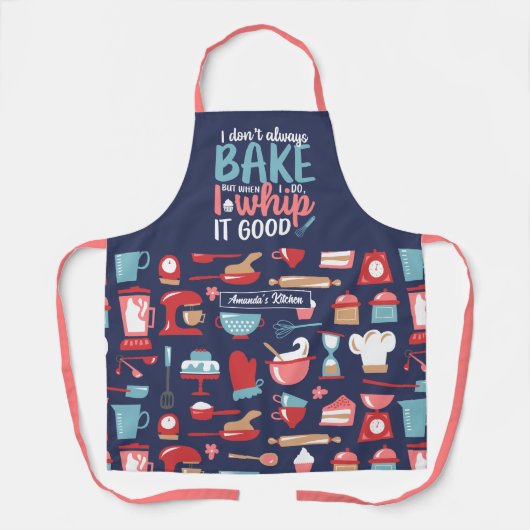 Funny Baking Pun met goede retro Baker Patroon Schort (Voorkant)
