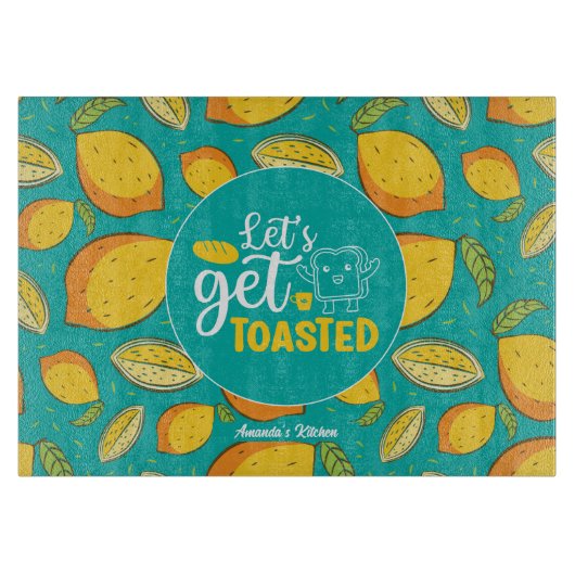 Funny Baking Pun  Retro Lemon Pattern Snijplank (Voorkant)