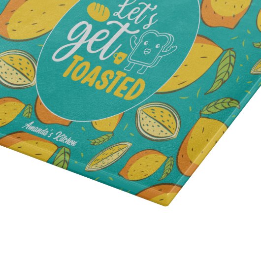 Funny Baking Pun Retro Lemon Pattern Snijplank (Hoek)