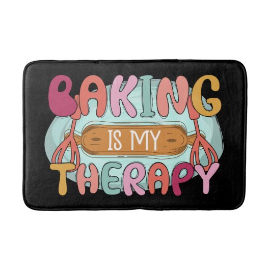 Funny baking therapy word art  badmat (Voorkant)