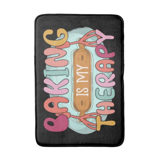 Funny baking therapy word art  badmat (Voorkant Verticaal)