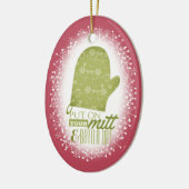 Funny bakovenhandschoen vol kerstmis keramisch ornament (Links)