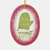 Funny bakovenhandschoen vol kerstmis keramisch ornament (Voorkant)