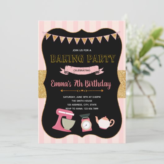 Funny bakparty-uitnodiging kaart (Staand voorkant)