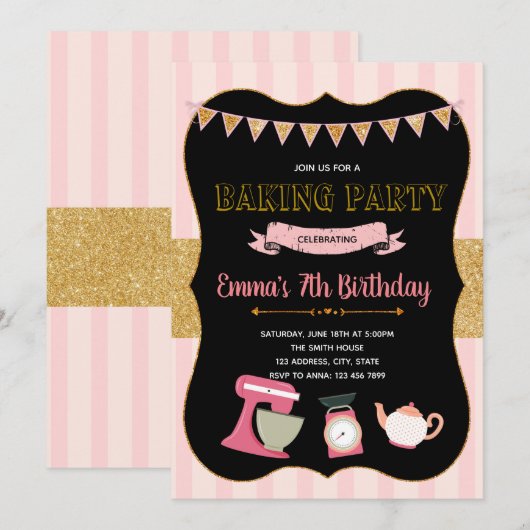 Funny bakparty-uitnodiging kaart (Voorkant / Achterkant)