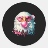 Funny Bald Eagle Cute Eagle With Nk Gles And Bubbl Ronde Sticker (Voorkant)