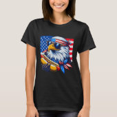 Funny Bald Eagle Hotdog American Flag 4th Of July  T-shirt (Voorkant)