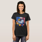 Funny Bald Eagle Hotdog American Flag 4th Of July  T-shirt (Voorkant volledig)