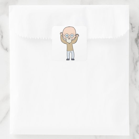 Funny Bald Man Vierkante Sticker (Tas)