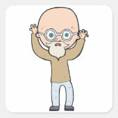 Funny Bald Man Vierkante Sticker (Voorkant)