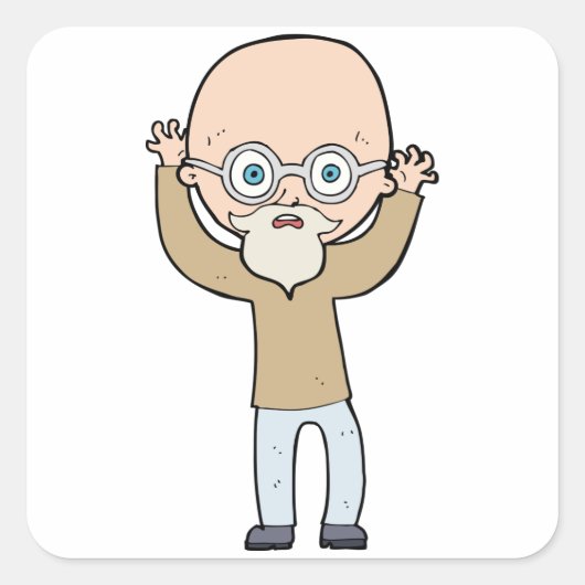 Funny Bald Man Vierkante Sticker (Voorkant)